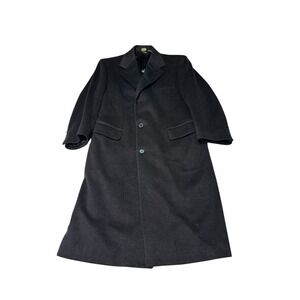 Nordstrom Jacob Siegel Mens Black 100% Cashmere Overcoat Top 42 Coat Made USA